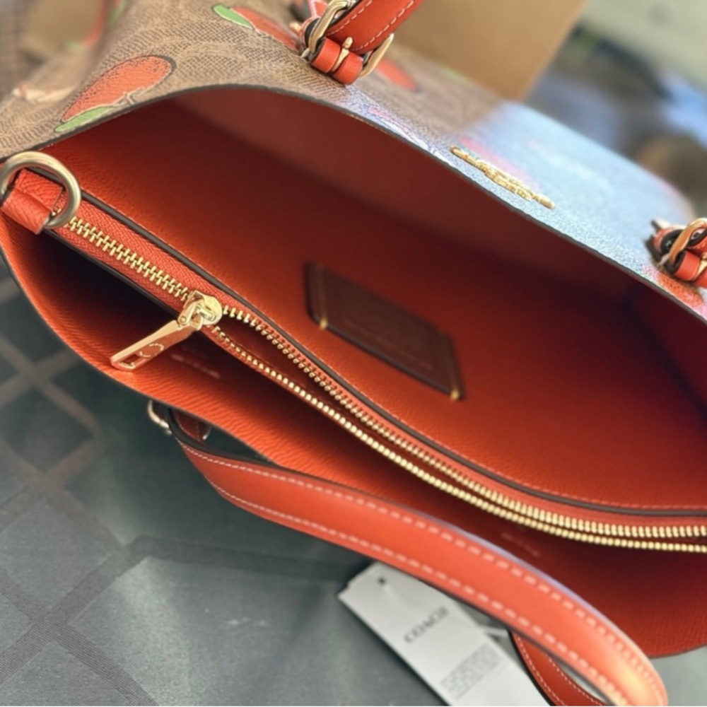 Coach Mollie Brown and Orange Women's Small Tote Bag - Picture 8 of 10
